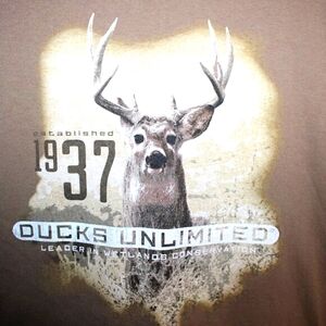 Ducks Unlimited Deer Graphic Long Sleeve T-Shirt Brown 2X